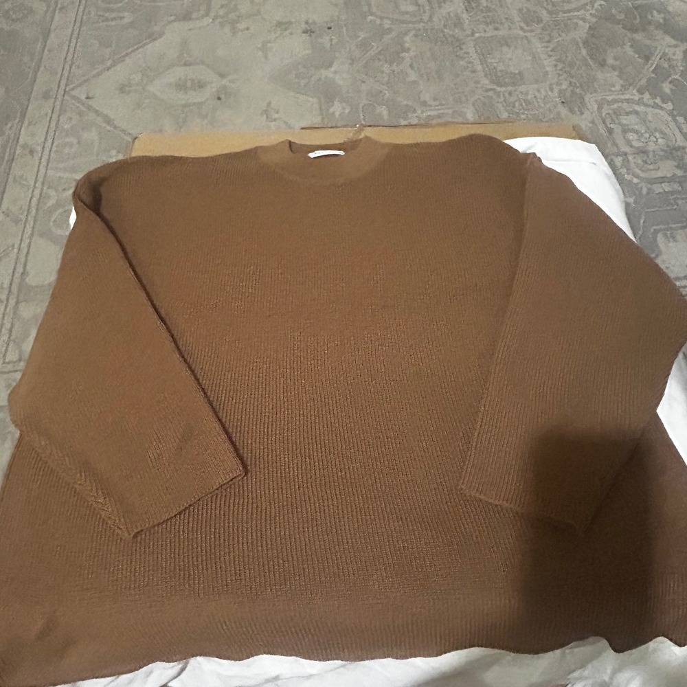 Zenana Womens Brown Ribbed Knit Sweater and Shorts 2 Piece Lounge Set Sm Cozy